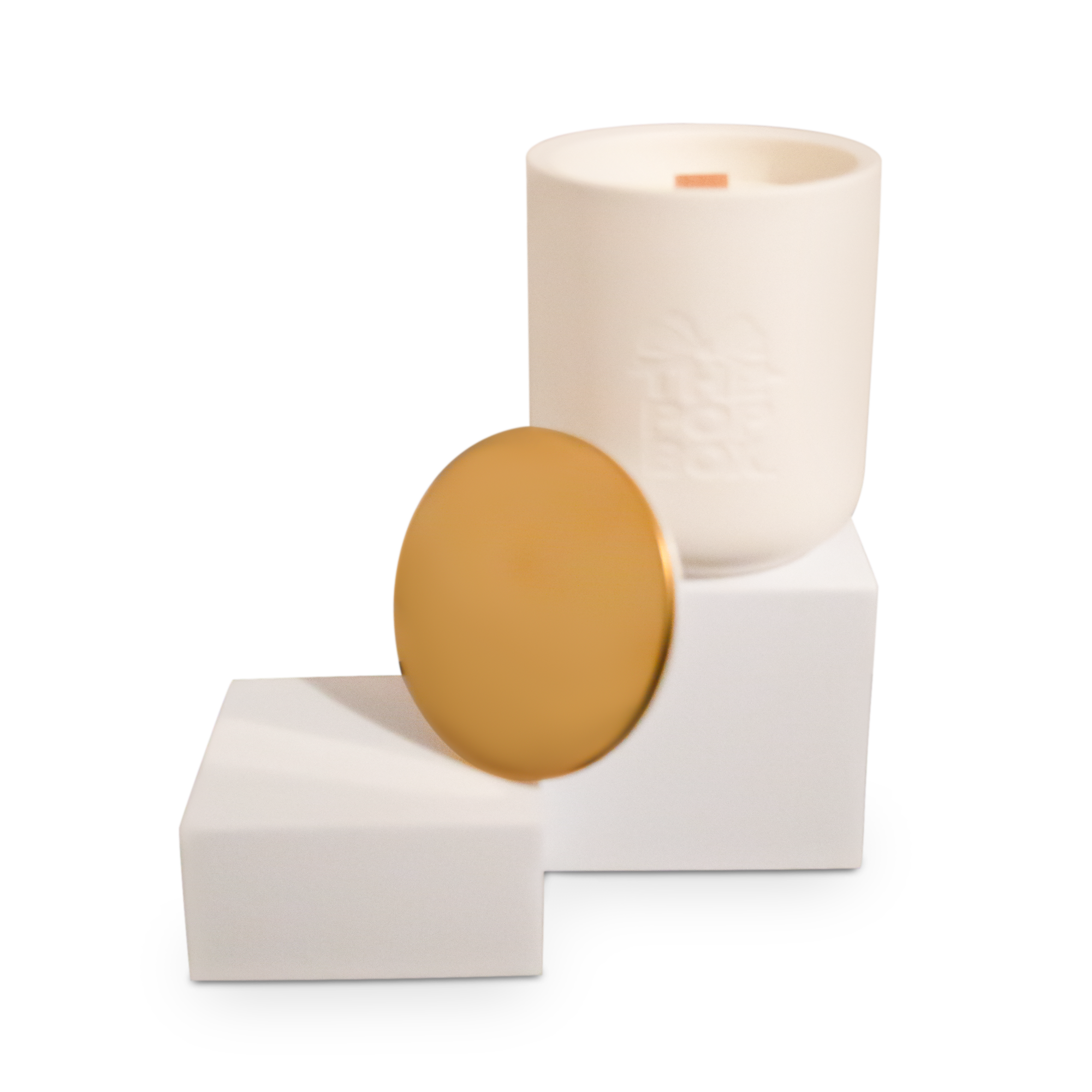 White Ceramic Candle with Gold Lid
